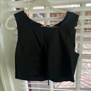 KOURT linen Black Sleeveless Top